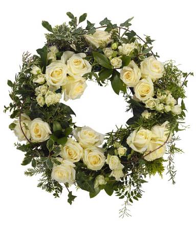 WR12 White Rose Wreath